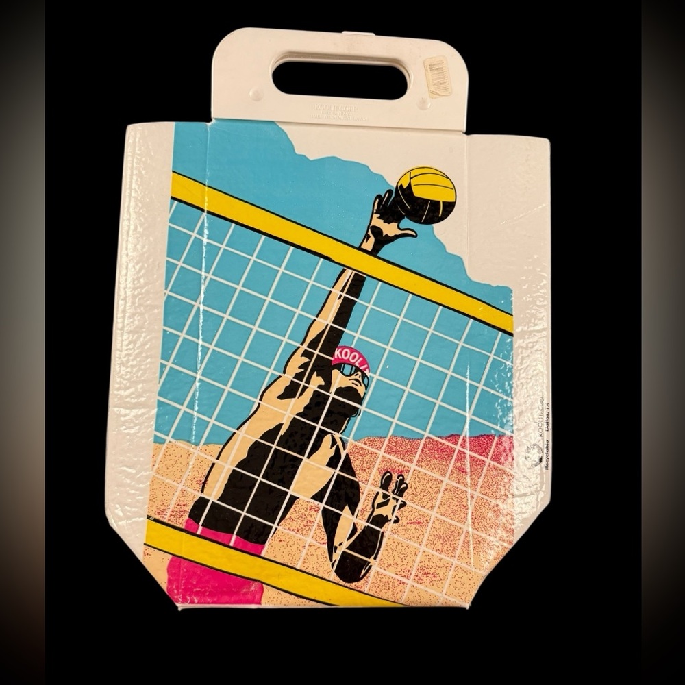 Vtg Koolit Soft Cooler Made USA 18” 80’s Beach Volleyball Graphics Snap Top.